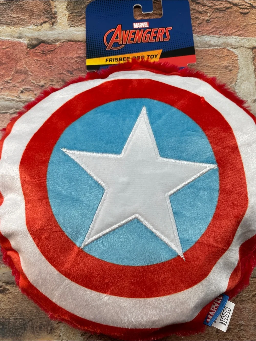 Marvel Avengers Captain America Plush Frisbee Dog Toy - Red White Blue
